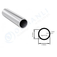 Alüminyum Boru Dış Çap 19mm X Et Kalınlık 2mm